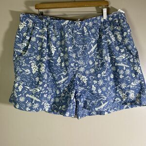 Columbia PFG Omni-Shade Swim Shorts Lined Fishing Trunks Blue Print Mens 2XL 40"